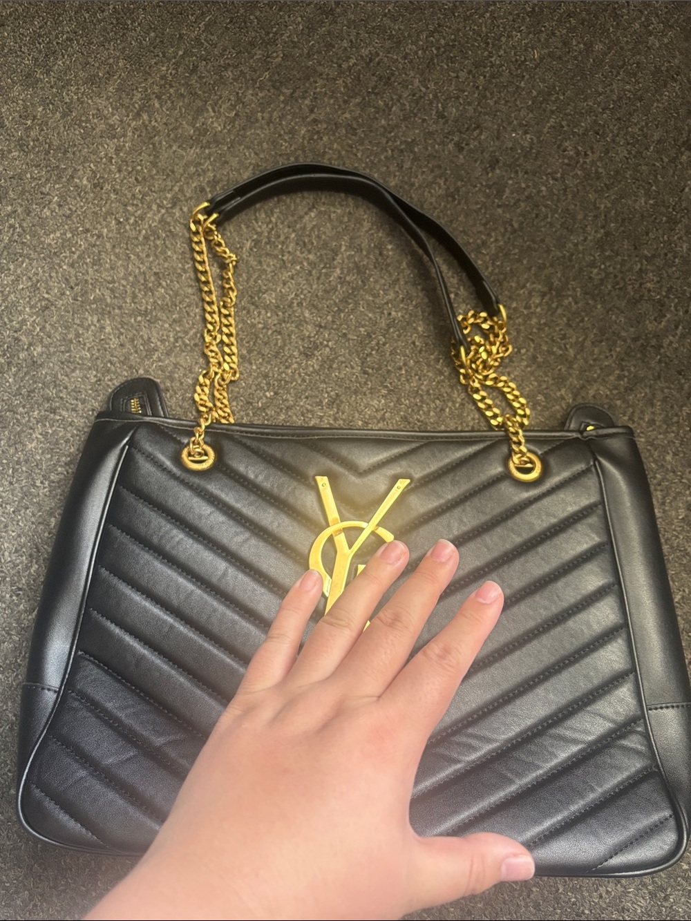 Designer Style Black Quilted Golden Chain Shoulder Bag Tote